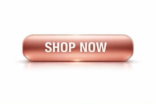 Rounded copper colored shop now button with glossy finish
