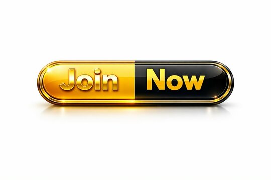 Modern shiny join now button with golden and black gradient effect