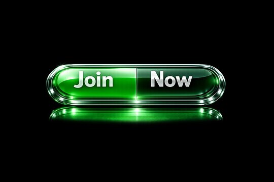 Green glowing join now pill capsule button
