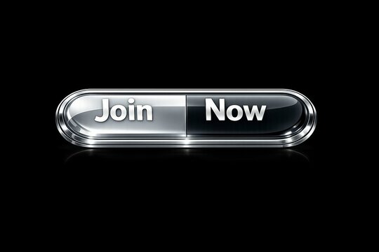 Modern glossy join now button with metallic sheen