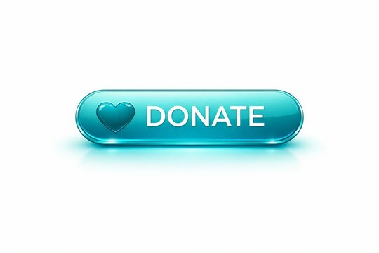 Modern donate button with heart icon in teal color