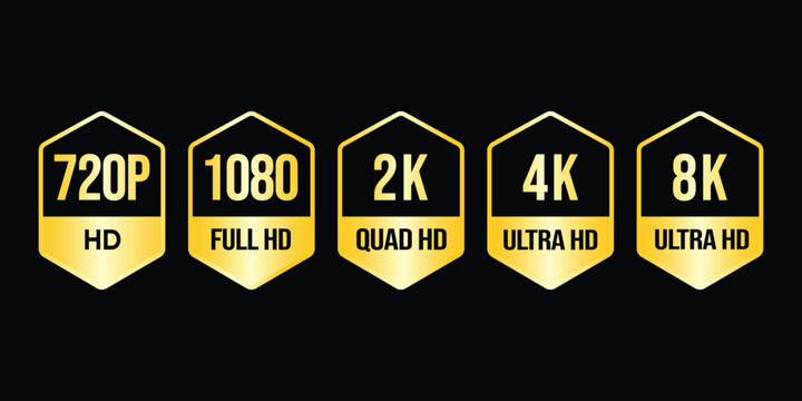 Video Resolution Standards Icons Set