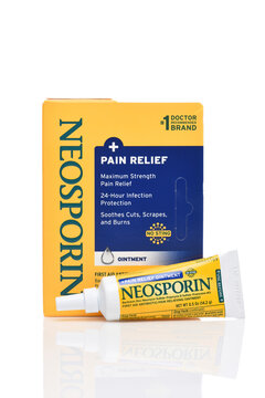 IRVINE, CALIFORNIA - 05 JUNE 2026: A tube of Neosporin Pain Relief Ointment.