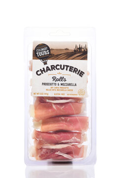IRVINE, CALIFORNIA - 05 JUNE 2026: A package of Culinary Tours Charcuterie Proscuitto and Mozzarella Rolls.
