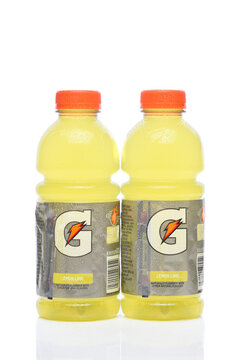 IRVINE, CALIFORNIA - 05 JUNE 2026: Two bottles of Gatorade Lemon Lime Sports Drink.