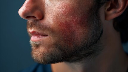 Fototapeta premium Detailed Side View of Jawline Showcasing Razor Bumps on Male Facial Skin