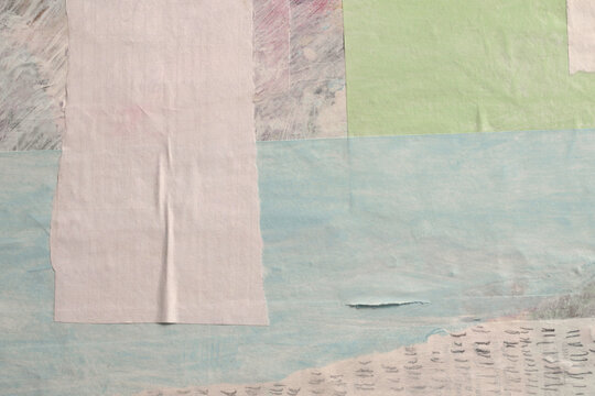 Torn, ripped crumble paper pieces collage. Art Poster painting wall. Abstract grunge dirty beige white,exture neutral background.