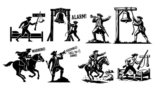 Colonial Minuteman Silhouette Vector Asset Bundle - 1776 American Revolutionary War Militia SVG