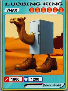 Hamburg, Germany - 02082026: detail scan of a random Italien brainrot meme trading card from XINCHEN. Collectible card design combines bold colors, imaginative character concepts, parody game design.