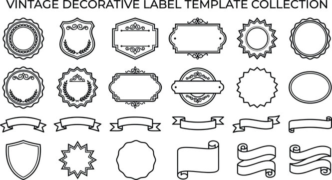 Vintage label templates collection flourishes frames and decorative banners