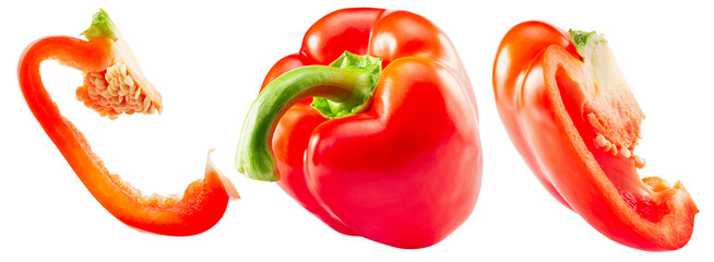 Naklejka na ściany i meble Assorted Red Bell Peppers Whole and Cut