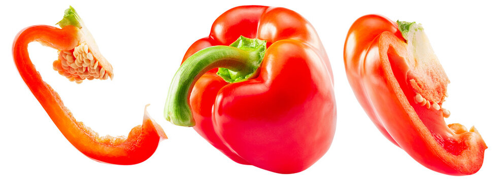 Assorted Red Bell Peppers Whole and Cut