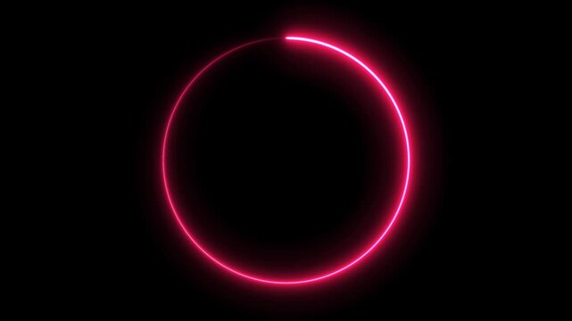 A 5 vibrant colors a glowing neon circle light sign 4k animation video with alpha channel, featuring a bright blue light circle that shines like a solar eclipse, transparent background 