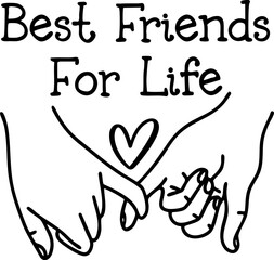 Fototapeta premium Best Friends Forever Silhouette Vector – Pinky Promise and Heart