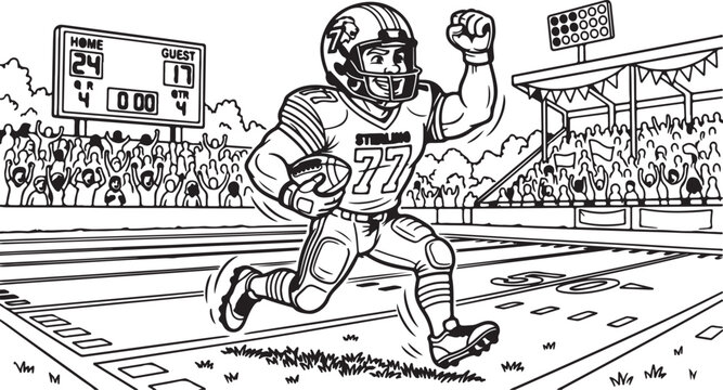 Football player celebrating touchdown on field