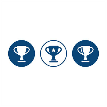 Trophy Cup Reward Icon Set Circle Button Vector