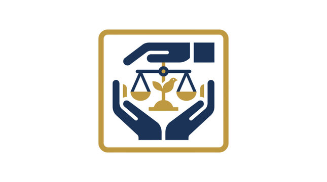 Justice Symbol Icon: Hands Holding Scales of Justice