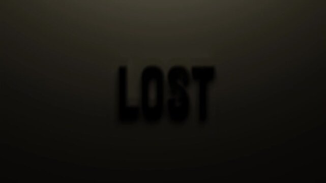 Lost concept animation, wooden mannequin touching mirror, feeling lost identity confusion and emotional isolation, dark minimal 3D scene