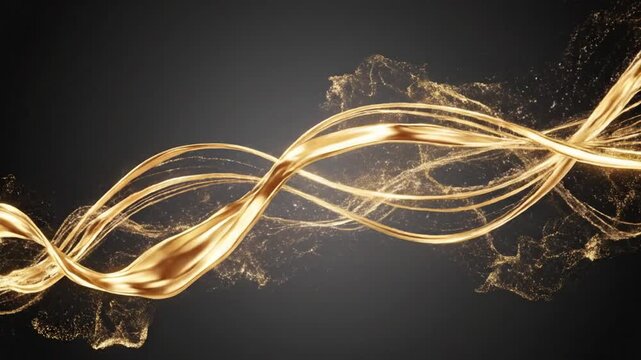Elegant golden light streaks flowing across a dark background in a dynamic abstract composition