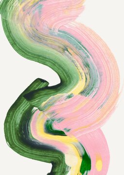 Abstract oil brushstroke, pink and green paint texture