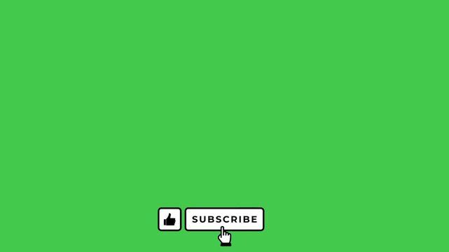 Like subscribe and hit the bell icon animation on green screen background