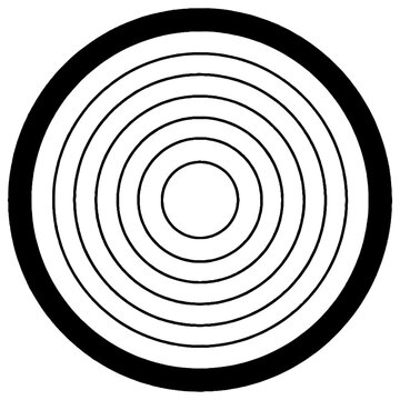 Black and white concentric circles vector illustration featuring a series of nested rings with a thick outer border on a plain white background