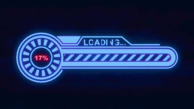 Loading progress  bar with blue scifi hud widget geometric details