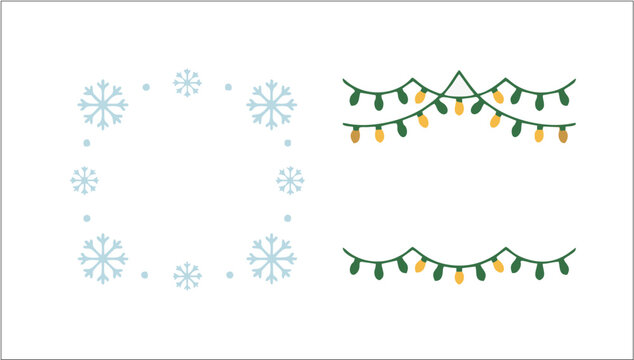 Snowflake and Light Garland Frames Vector