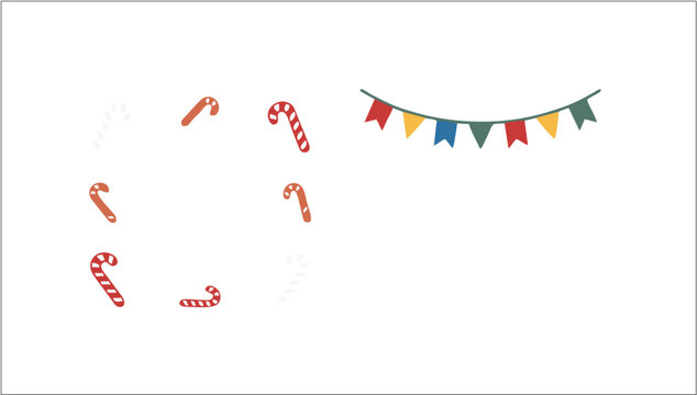 Candy Cane and Bunting Frame Vector