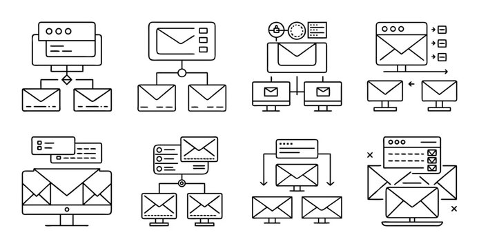 Email and message icons set for digital apps - Colorful set of email, message, and notification icons for web and mobile app design projects.