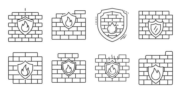 Colorful icons of shields with teardrop symbols - Set of flat design shield icons featuring teardrop symbols in various colors and styles for security or protection themes.