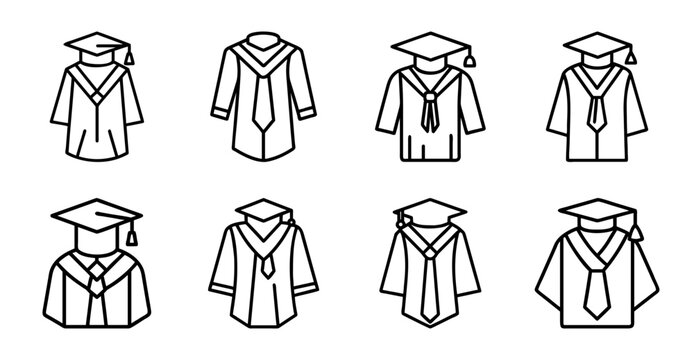 Flat pack clothing icons set - Minimalist vector icons showing different flat pack clothing styles like shirts, dresses, and skirts in a clean design.