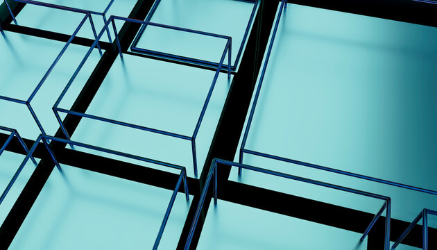 Abstract 3D square and rectangle frame geometry background