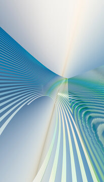 Abstract crystal spiral render with blue green curved stripes