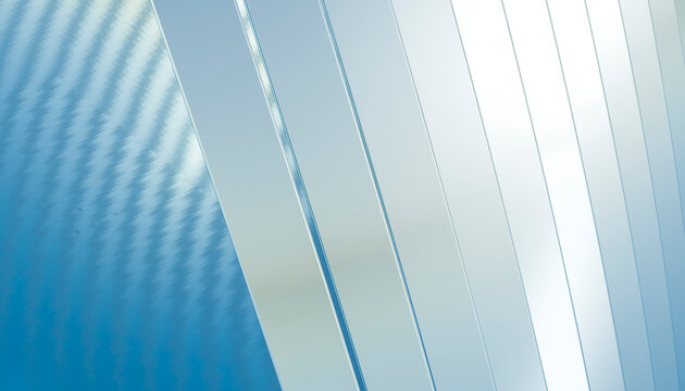 Abstract blue spiral crystal strips 3D render background