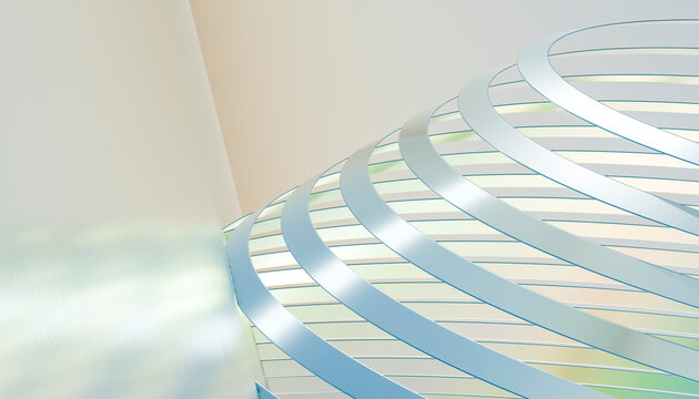 Abstract spiral crystal render with glossy pastel ribbons