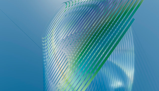Abstract spiral crystal render with curved glass stripes
