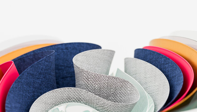 Abstract layered paper curves on clean white background