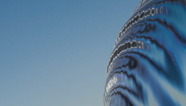 Abstract blue drop curve with rippled reflection background