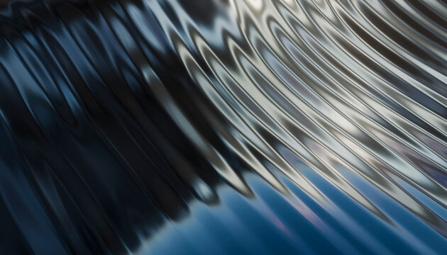 Abstract metallic ripple texture with blue motion blur