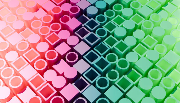 Colorful abstract 3D geometric shapes background pattern