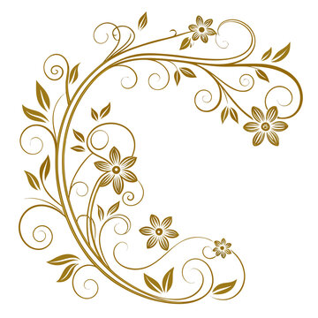 Elegant gold floral flourish decorative design element with flourish decorative ornament botanical invitation