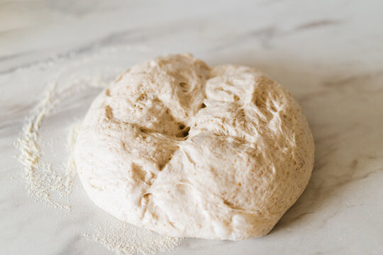 Homemade sourdough bread dough ready for baking