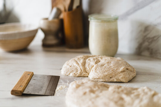 Freshly prepared homemade sourdough bread dough