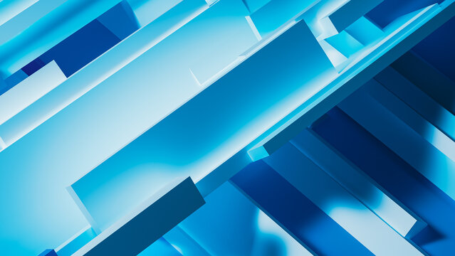 Abstract blue geometric background with layered shapes and lines