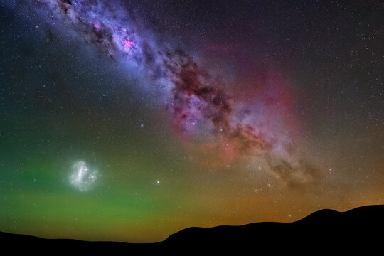 Milky way and celestial formations in night sky
