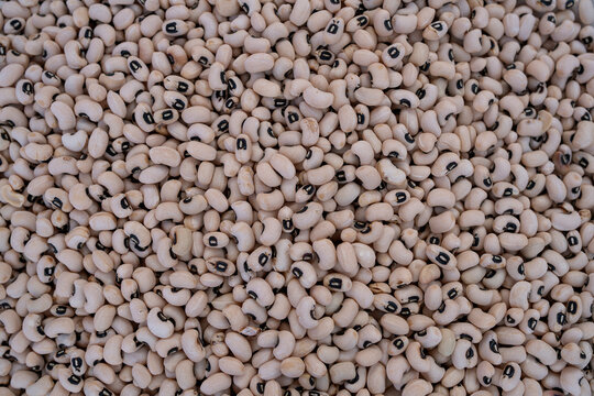 Close-up background of black-eyed pea beans texture