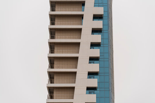 Modern high-rise facade in Uzbekistan, Central Asia city