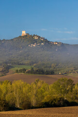 Naklejka premium Tuscan hill town of Rocca d'Orcia in Val d'Orcia landscape