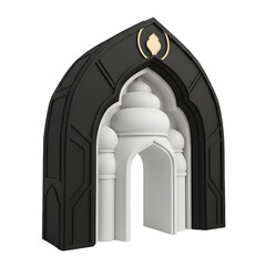 Fototapeta premium Islamic Archway with Domes and Golden Emblem